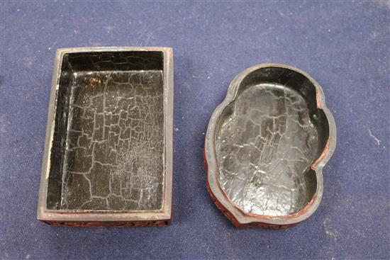 Two Chinese red lacquer boxes and covers